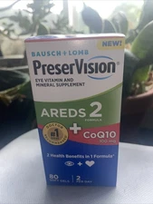 Bausch + Lomb PreserVision Areds 2 + CoQ10, 100mg - 80 Softgels Exp 12-2025