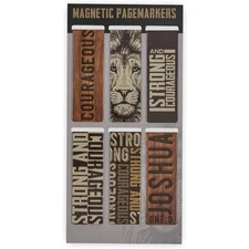 Magnetic Scripture Bookmark Set for Men Strong Courageous Lion Religious