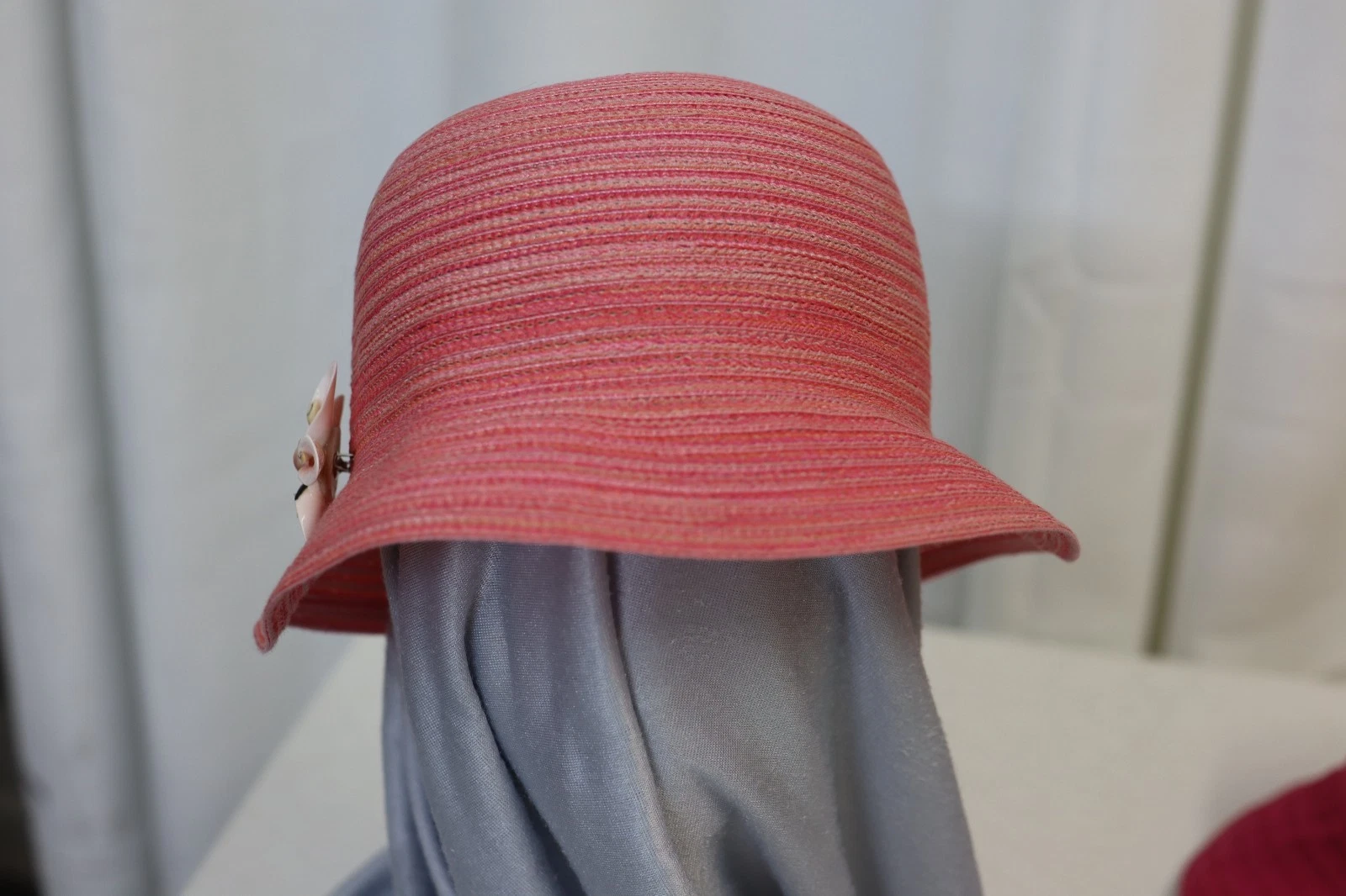 Liz Claiborne Pink Straw Summer Hat – Wide Brim Sun Hat with Floral Detail