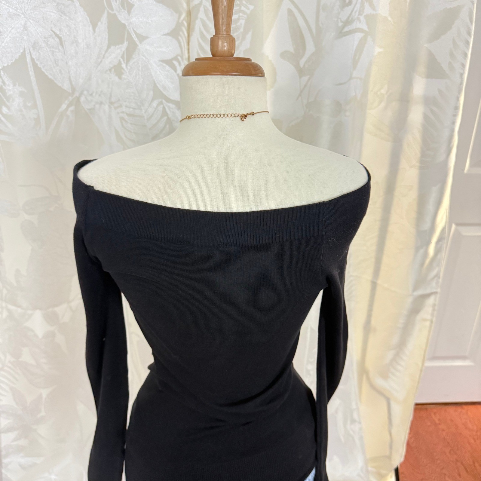 Active Basic Black Off Shoulder Long Sleeve Ribbe… - image 4