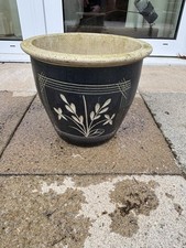Large Blue Glazed Ornamental Plant Pot