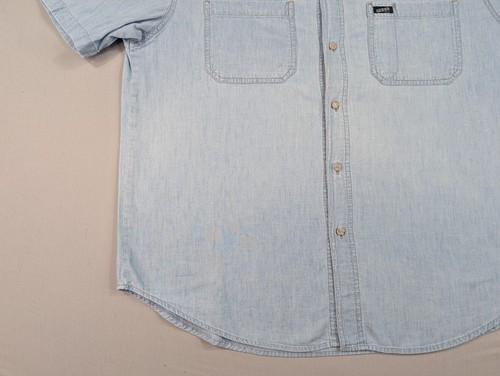 Vintage 90s Guess Shirt Adult Extra Large Chambray Button Up Work Distressed - Picture 6 of 13