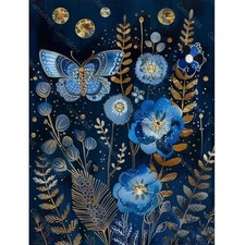 KTHOFCY 5D DIY Diamond Painting Kits for Adults, Blue Butterfly Flower Full