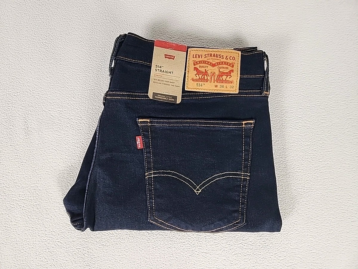 Levi's 514 Regular Fit Zip Fly Straight Leg Denim Jeans 36X32 Men's Blue  Dark