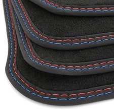 Velour Fu�matten Doppelnaht f�r BMW X5 E70 2007-2013 Teppiche rot Blau Nubuk