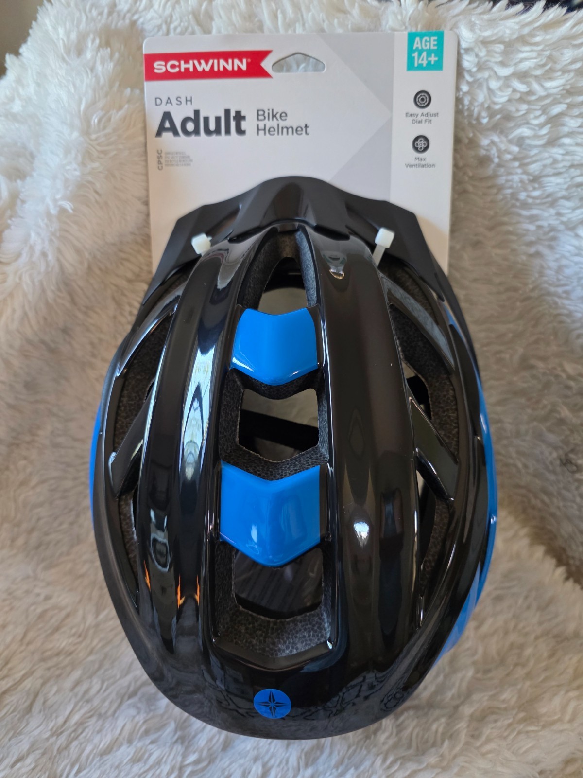 (New) Schwinn Dash Adult Bike Helmet Black & Blue Lightweight Hardshell Cycling Helmet (14.99 USD)
