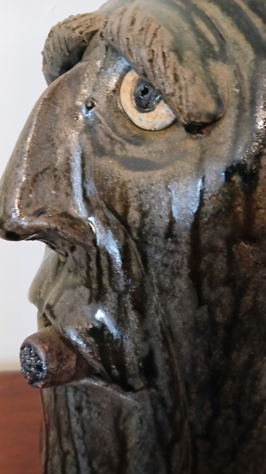 Dal Burtchaell "Ugly Face" Cigar Smoker with Patina Drip Glaze