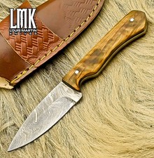 LMK Hot Item Skinner Knife Twist Damascus Olive Wood EDC Bushcraft