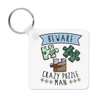 Beware Crazy Puzzle Mann SchlüSselanhäNger Lustig Puzzle Puzzler Vatertag
