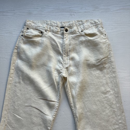 Polo Ralph Lauren Vintage Linen 5 Pocket Pants Mens 38x32 Cream Classic Fit - Picture 2 of 20