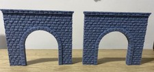 OO gauge model railway, stonework single track tunnel entrance portal X2. 