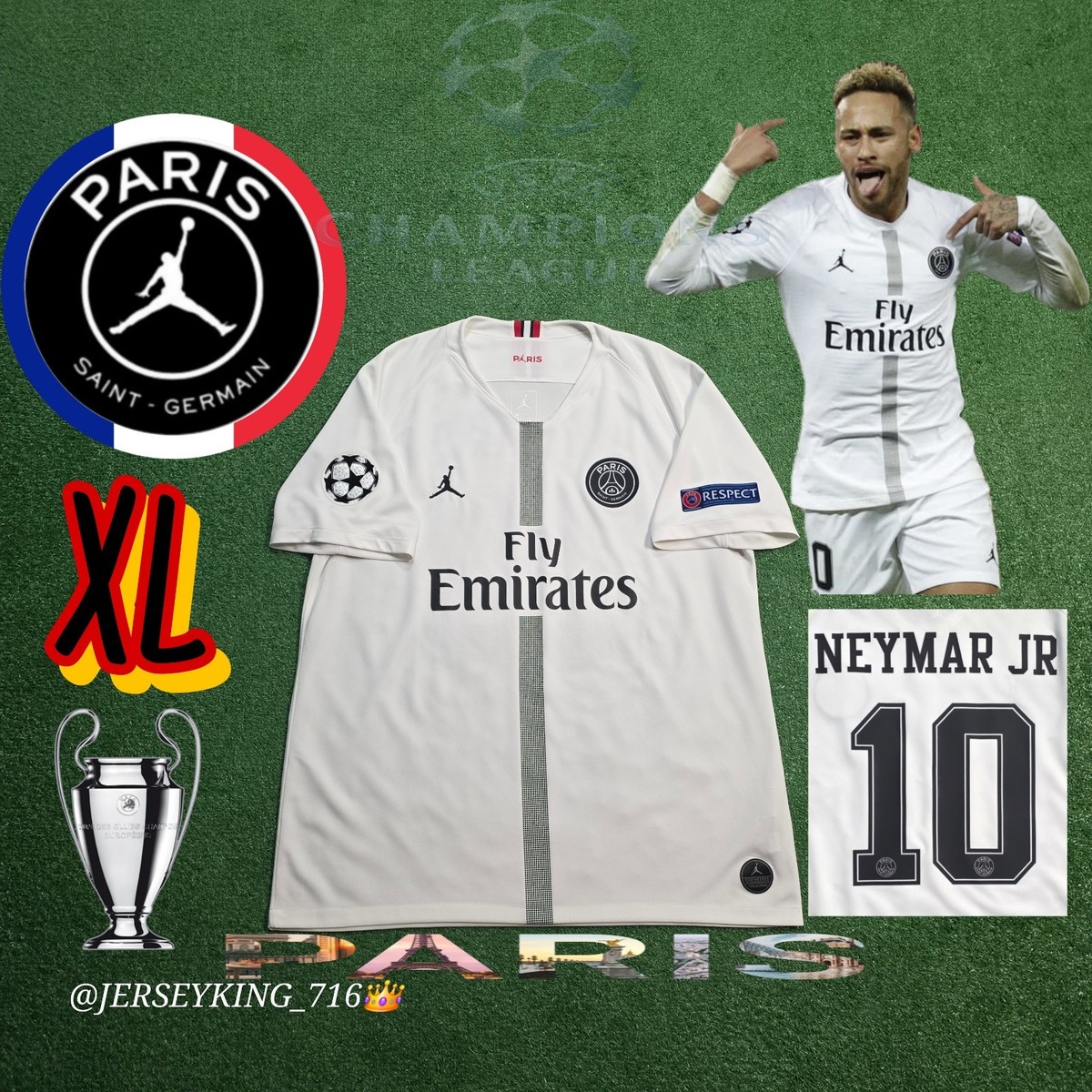 Jordan PSG Neymar Jr #10 2018/2019 Champions League Away Jersey