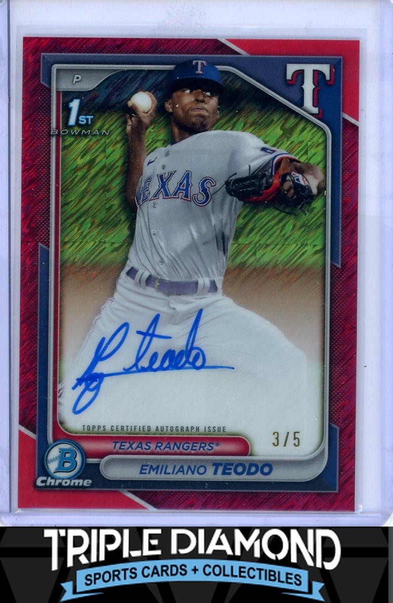 2024 Bowman Chrome 1st Emiliano Teodo Prospect Auto Red Shimmer #3/5 Z354