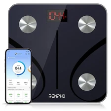 RENPHO Bluetooth Body Fat Scale, Digital Weight Scale 10.2/260mm, Grey-Black 