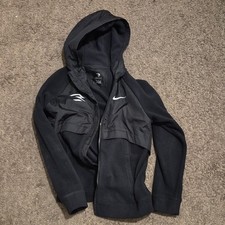 Nike 3BRAND Boys Black Hooded Full Zip Fleece Jacket w/ Pockets Size L