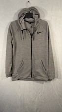 nike dri fit Full Zip Hoodie Heather Knit Training Athletic Sweater Gray Men  s M