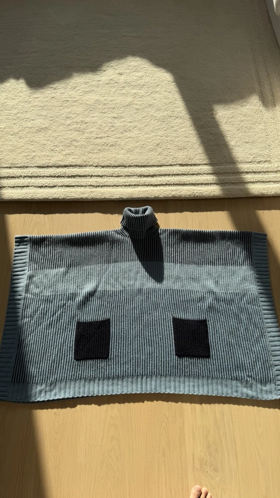 NAADAM Cashmere Wool Sweater Poncho Blue One Size