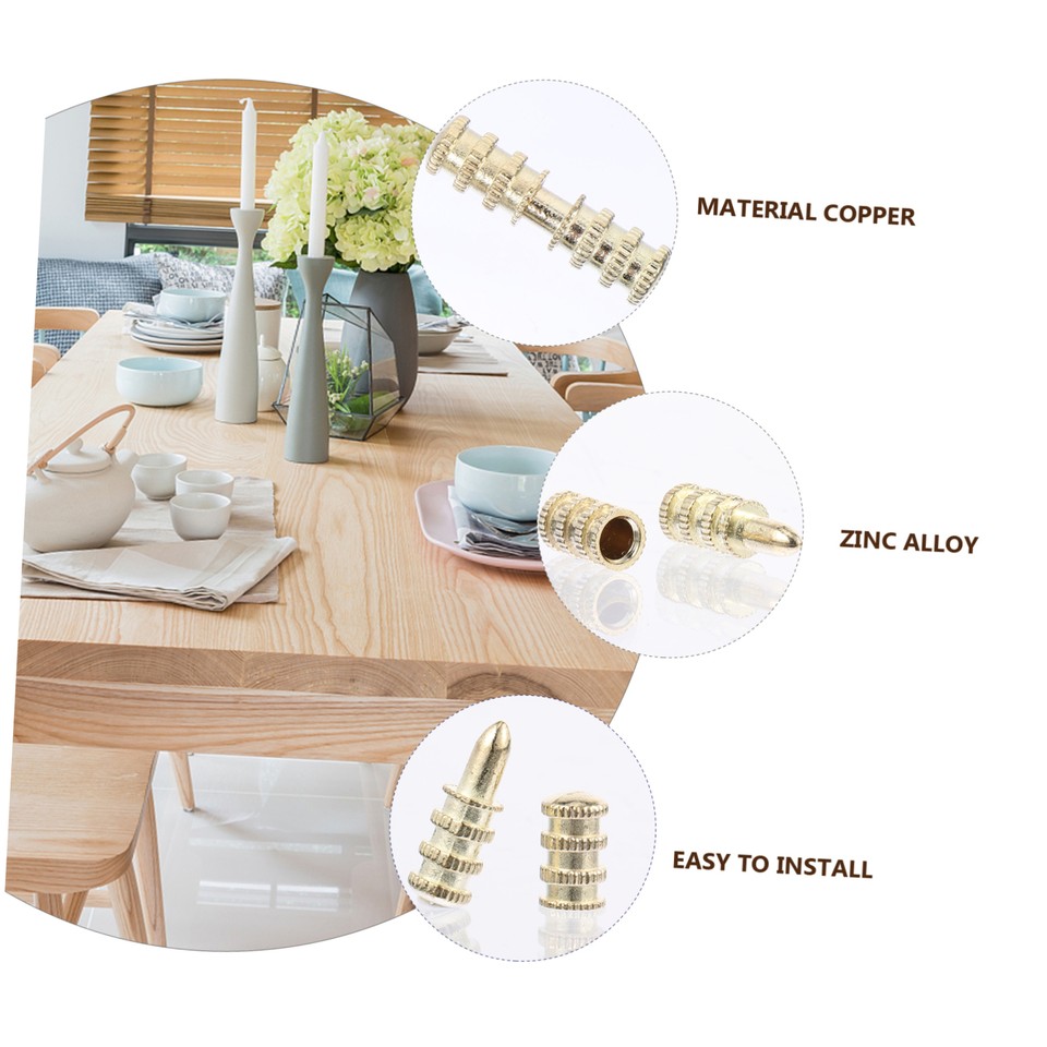 20 Pcs Table Leaf Connector Dowel Pins Alignment Dowels Hardware Copper