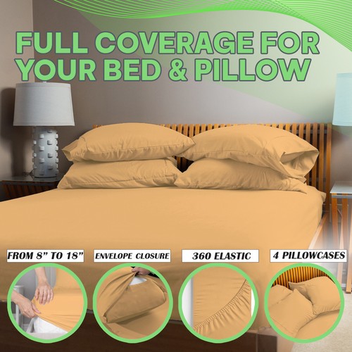 6 Piece Premium Bamboo Sheet Set, Deep Pockets, 50 Colors, 2200 Count, Soft - Picture 130 of 263