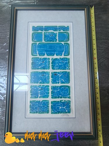 Mayan Calendar Codex Stone Rubbing 25” X 12” Framed Art Chichen Itza - Picture 6 of 8