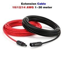 1 Pair PV Cable 2.5/4/6mm² 10-14AWG Black Red Wire with Connector Ends For Solar