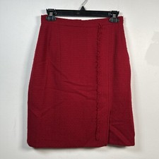 CHANEL Red Tweed Pencil Midi Wool Suit Classic Women s Skirt Size 38 US 4-6