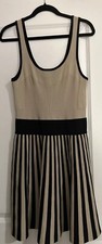 Guess Los Angeles Fit and Flare Sleeveless Dress /Taupe/Black Striped Skirt/Sz L