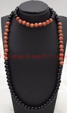 Stunning 6/8/10mm Black Agate Gold Sandstone Round Gemstone Beads 24''