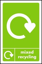 Mixed Recycling (Portrait) Sign or Sticker - All Material & Size options.
