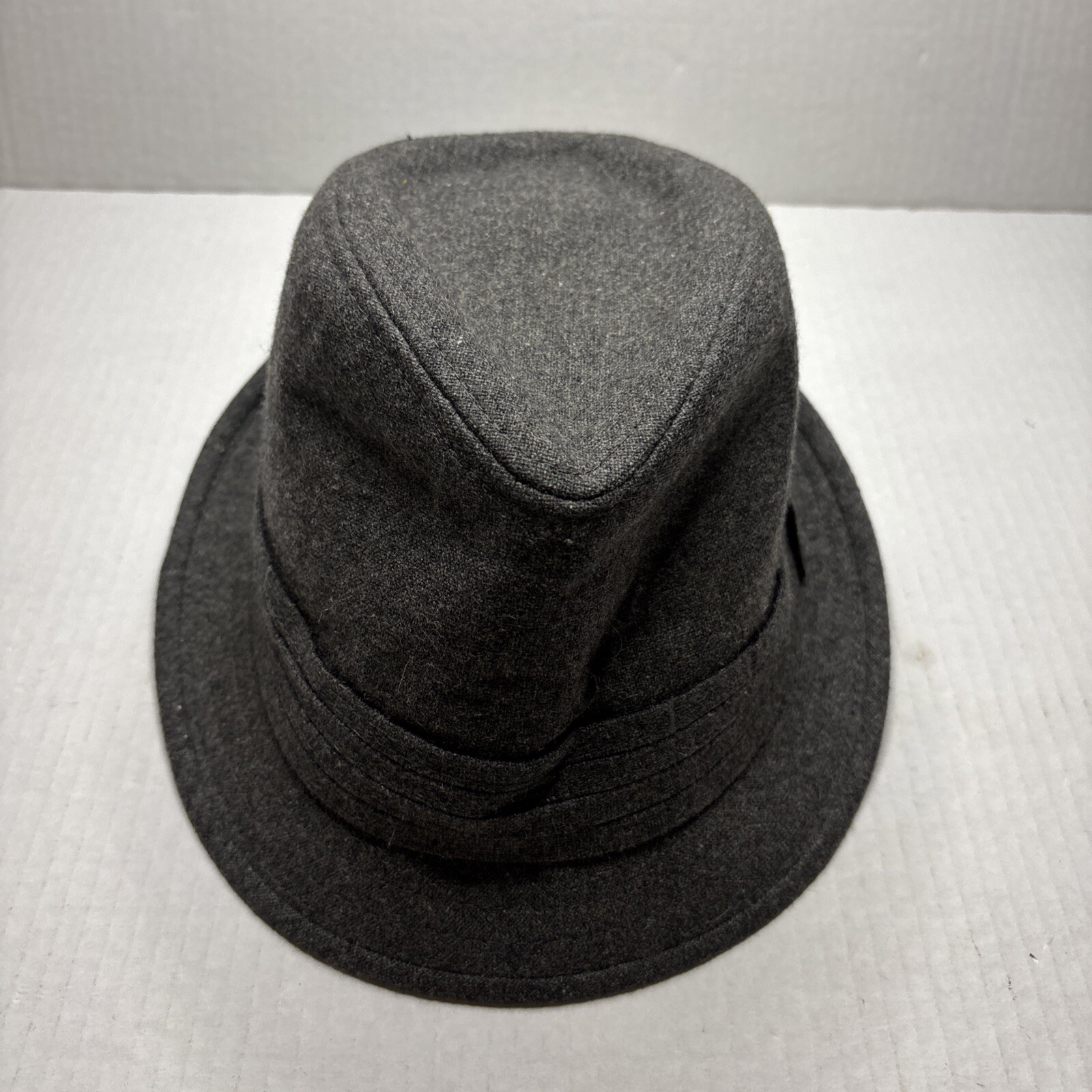 Granule Grey Wool Blend Fedora Trilby Hat for Men Formal Sunday Cap-image