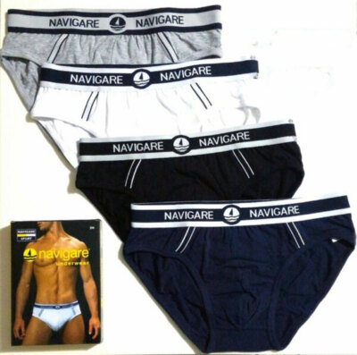6 Men's Stretch Cotton Briefs With Logo Elastic And Stripes Art 314
