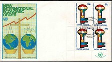 UN New York 1980 New International Economic Order FDC  - Block Of Four - MInt 3
