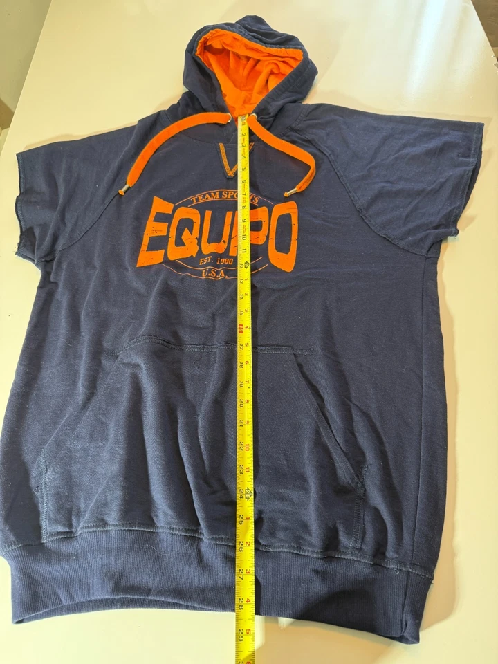 Equipo Hombre Camiseta Deportiva Manga Corta Con Capucha Azul Marino con Naranja Talla M Foto 4 de 4