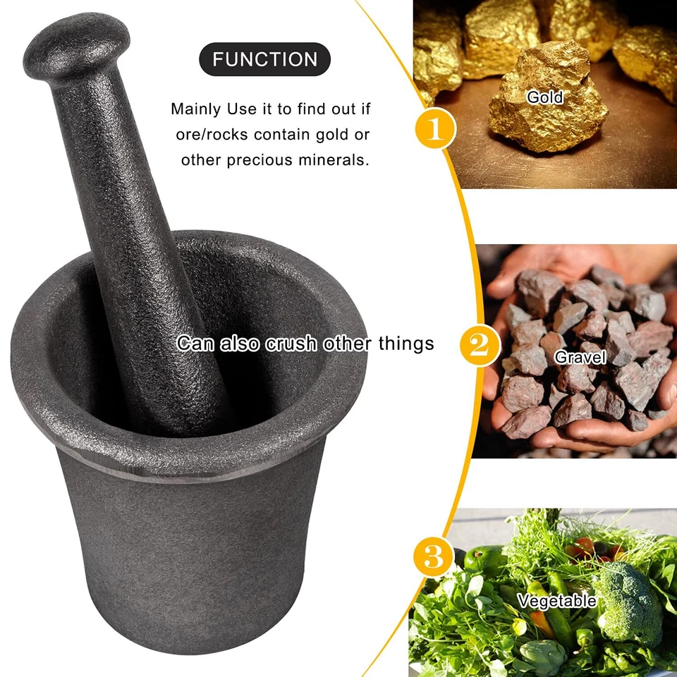 Herramienta de mortero trituradora de mineral de roca-pulverizador ensayo molienda minería plata oro Foto 3 de 4