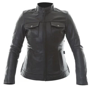 BKS Brandy Ladies Leather Motorcycle Jacket Womens Black