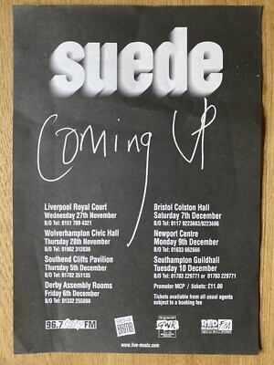 Suede Coming Up Concert Tour Flyer UK 1996