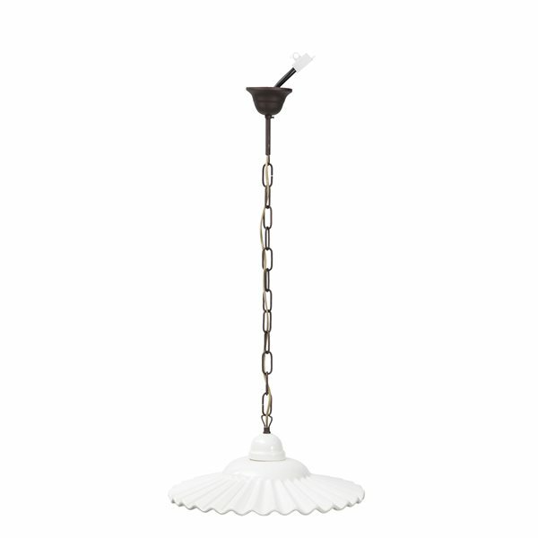 Sospensione Ceramica Bianca 38 cm Stile Country Chic per Cucina