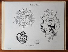 ORIGINAL G G Guys  Gals Traditional Vintage 1981 National Tattoo Flash Sheet OH