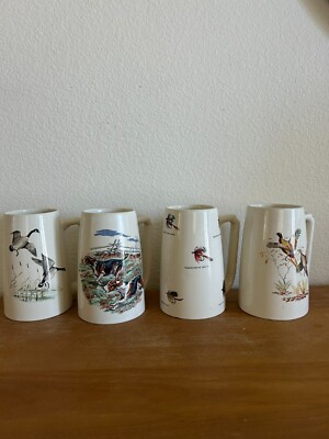 Vintage Hyalyn Coffee Tea Mug Set - Duck, Pheasant, Hunting Dogs,  Fishing Fly