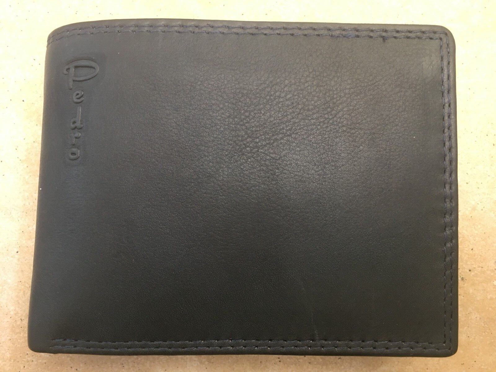 Buffalo Leather Tri-Fold Wallet Pedro Mens Hand Made Coin Card Note BNWT Navy
