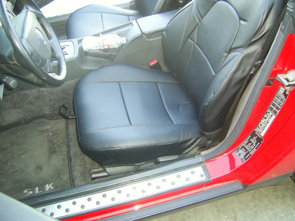 PARA MERCEDES BENZ CLASE SLK IGGEE S 1996-04 CUERO PERSONALIZADO 2 FUNDAS ASIENTO DELANTERO Foto 3 de 4