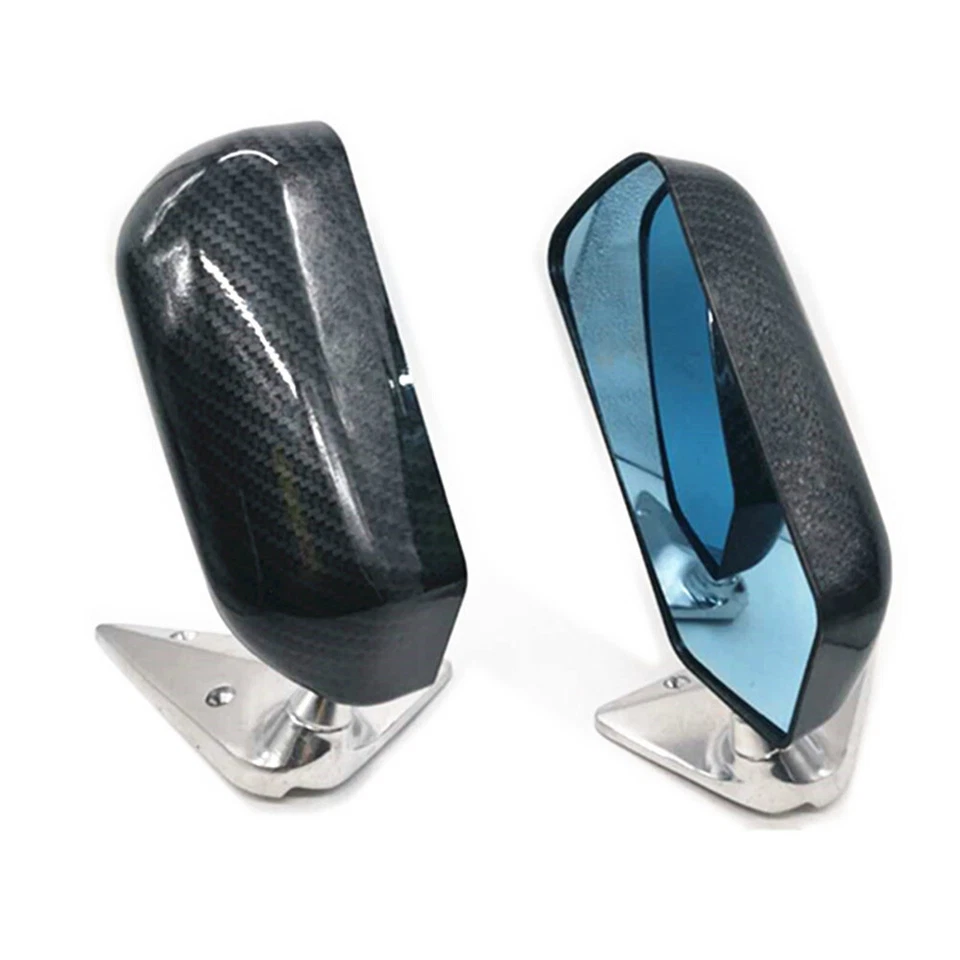 Universal Car Rearview Side Mirror Craft Square F1 Style w/Blue Mirror Surface - Image 2 of 4