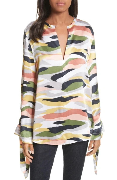 Equipment Femme Medium Keyhole Front 100% Silk Long Sleeve Blouse Multicolor