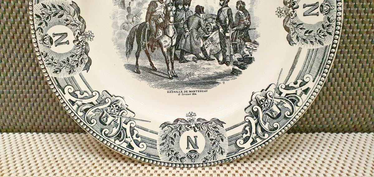 ASSIETTE ANCIENNE BOCH Frères Bonaparte – Faïence décor vert rubans EUR 15,00 - FR