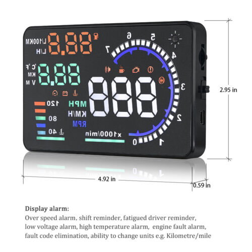 Universal GPS A8 HUD Digital Head Up Display Car Speedometer Speed Warning Alarm - Picture 3 of 17