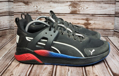 PUMA Anzarun Cage Edge Men's 10 Black Red Blue Athletic Running Sneakers Shoes