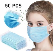 50 PCS Blue Face Mask Mouth Nose Protector Respirator Masks with Filter New