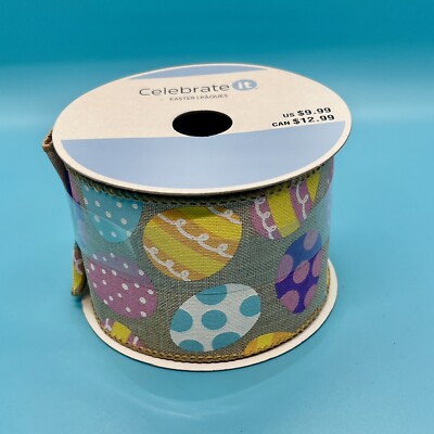Easter Colorful Eggs Ribbon - 2.5inx20ft Roll 100% Polyester