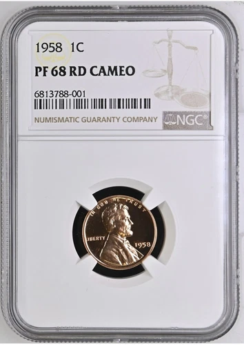 1958 Lincoln Cent NGC PROOF 68 RD CAMEO $750 NGC Value