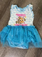 Disney Nemo Mommy’s Little Catch One Piece Guc Pink Blue Fish 